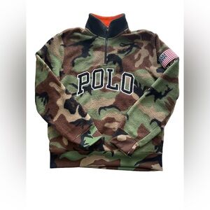 Polo Ralph Lauren block letter fleece camo 1/2 zip